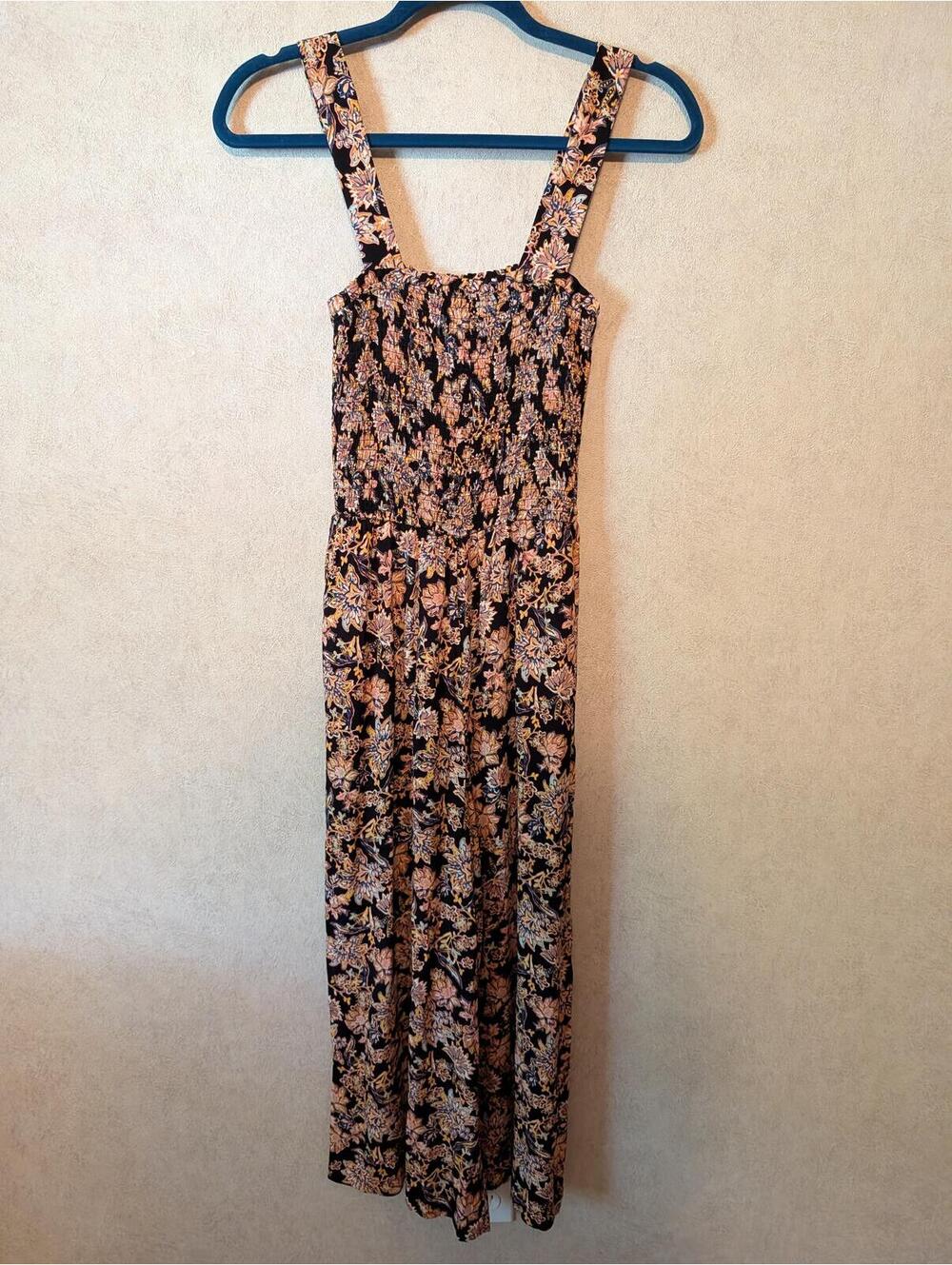 EVEREVE black brown shirred jumpsuit sz S